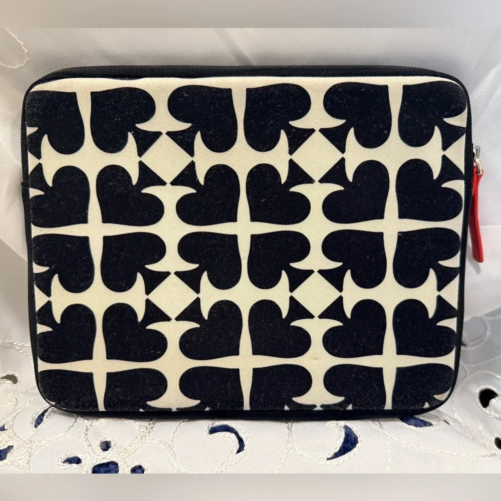 Kate Spade Vintage Black and White Tablet Sleeve with Red accents